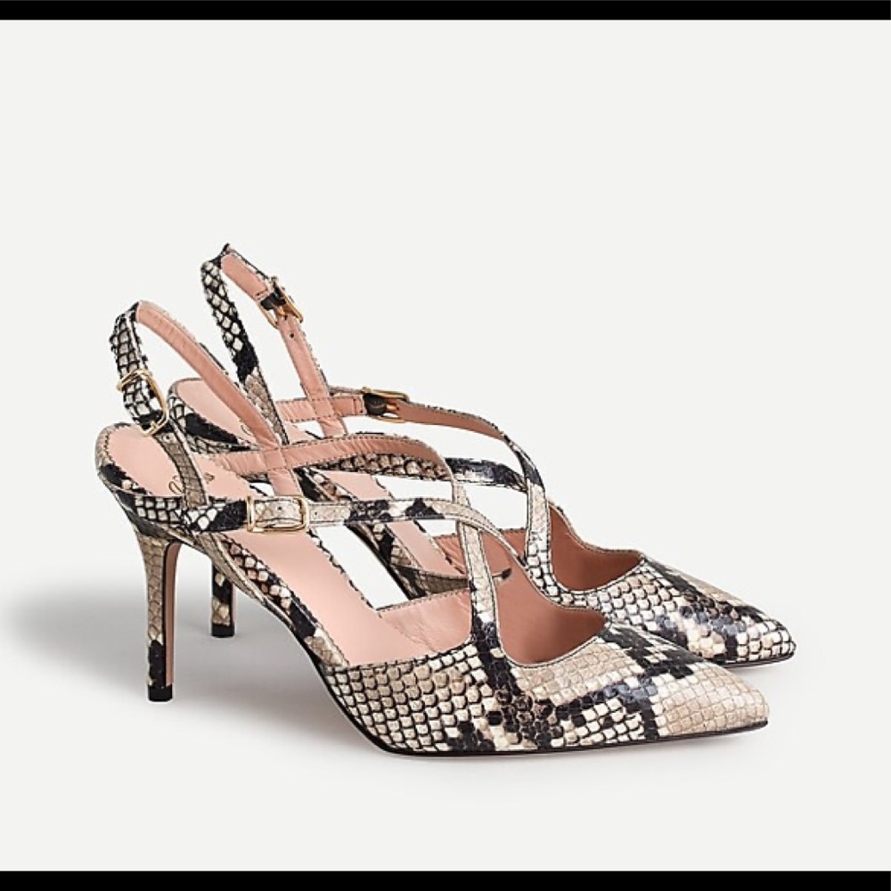 NWT Strappy Elsie Pumps in Snake Embossed Leather